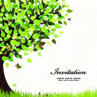 Elegant tree background vector 01