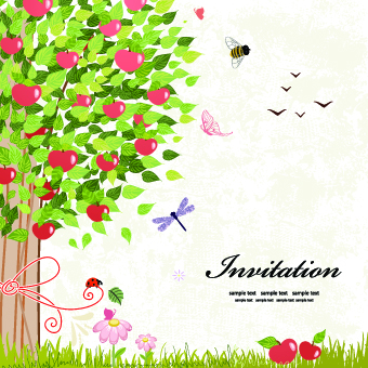 Elegant tree background vector 02