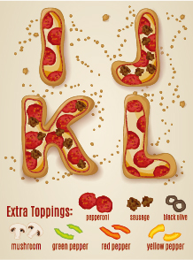 pizza exquisite alphabet 