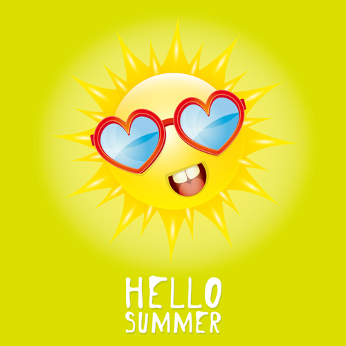 Funny sun cartoon summer vector background 09