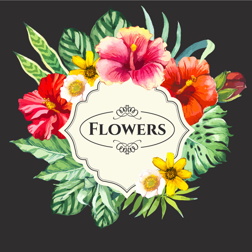 Garden flower frame design art vector 05