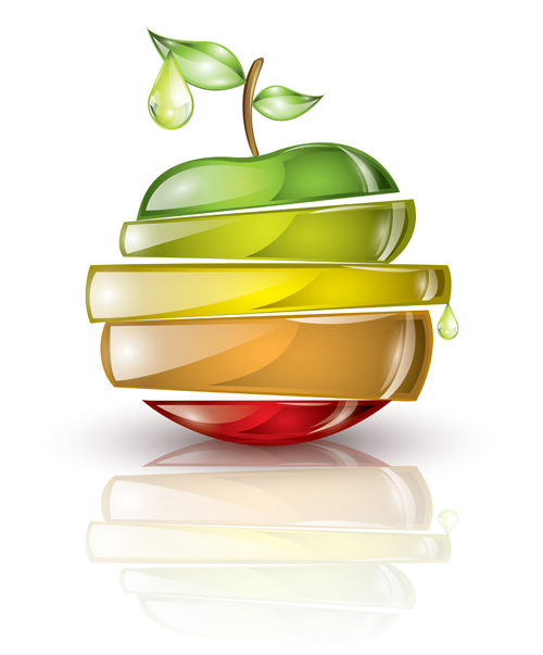 Glass Drinks and Fruits vector set 03