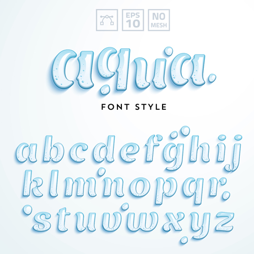 Glass textured alphabet shiny vector 01