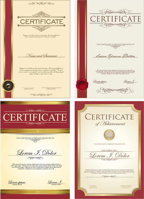 Gold border certificate template vector material 03