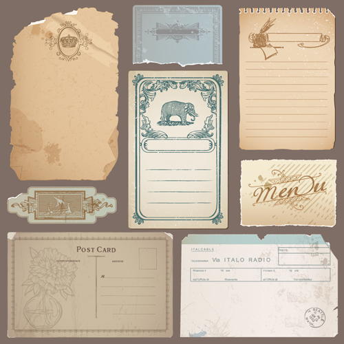 Grunge Object label paper vector 02