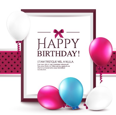 Birthday balloon background vector 01 Elegant Happy Birthday balloon background vector 01
