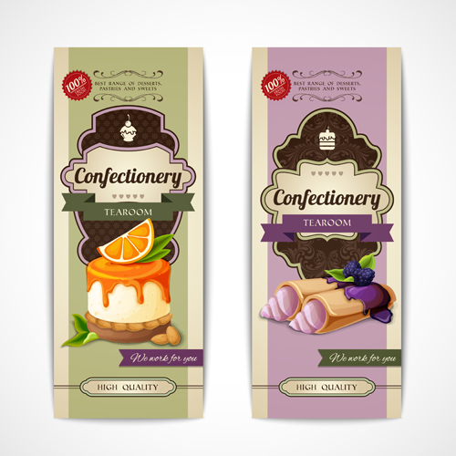 High quality cake banners vector set 01