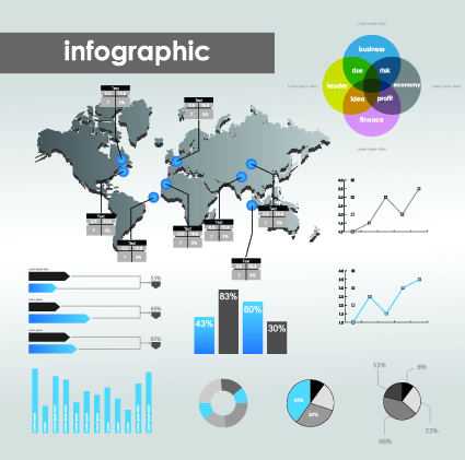 Infographic and elements vector set 01
