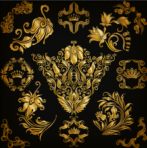ornaments luxury golden floral 