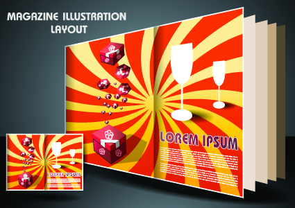 Magazine pages and cover layout design vector 09