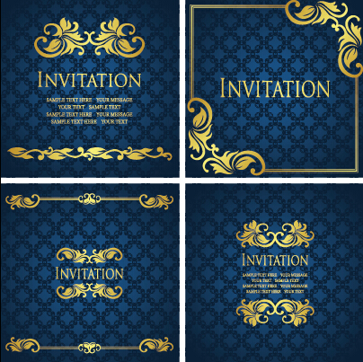nt invitation card background vector 02 Ornate gold ornament invitation card background vector 02