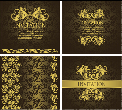 ornament invitation gold card background card background vector background 