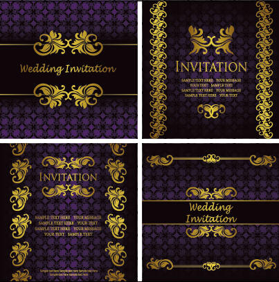nt invitation card background vector 04 Ornate gold ornament invitation card background vector 04