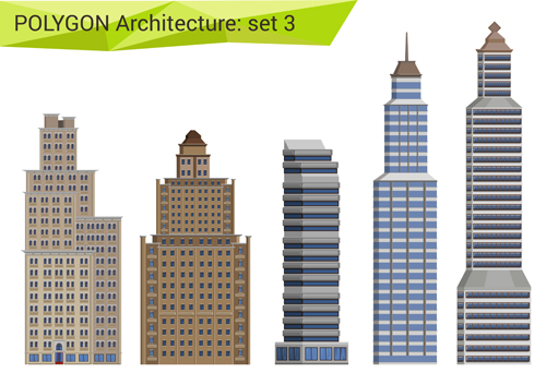 Polygonal architecture design vector set 03