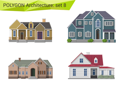 Polygonal architecture design vector set 08