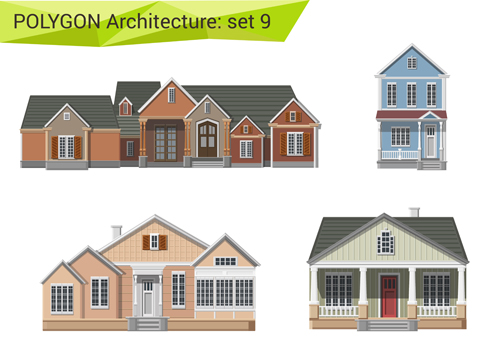 Polygonal architecture design vector set 09