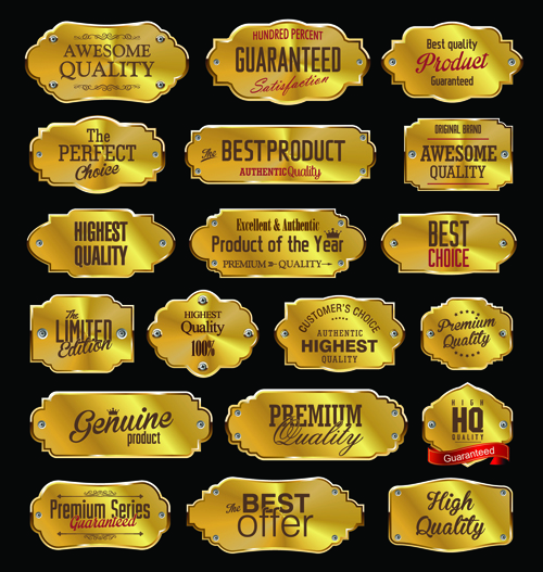 shiny quality premium labels golden 