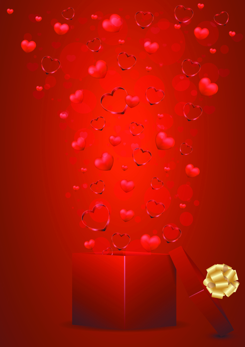 Elements Romantic Red Valentine Cards vector 02