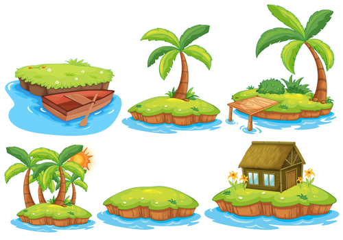 Sea islands palm tree vector material 01