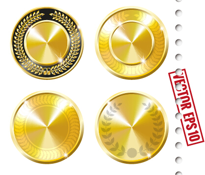 Shiny blank gold medal vector