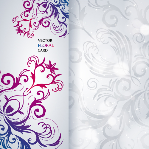 Shiny floral Invitations card design vector set 01
