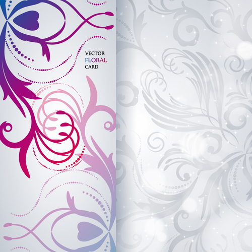 Shiny floral Invitations card design vector set 05