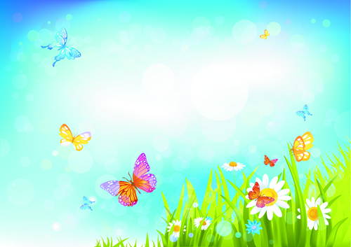 Summer blue sky backgrounds vector 01