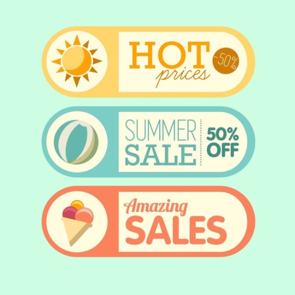 Summer sales promotion sticker retro vector