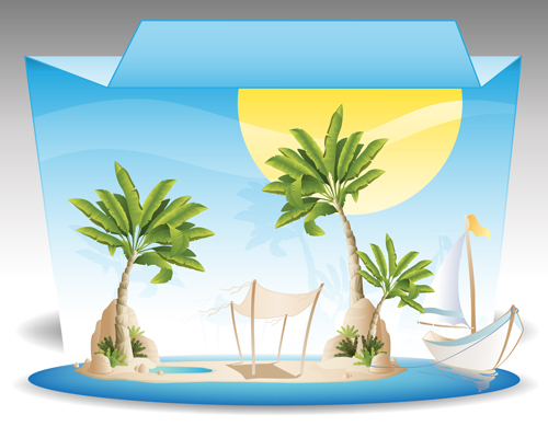 al island travel background vector 03 Summer tropical island travel background vector 03