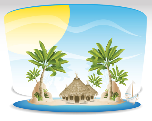 al island travel background vector 04 Summer tropical island travel background vector 04
