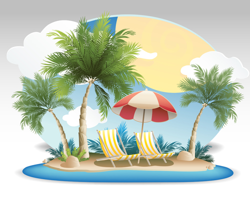 al island travel background vector 06 Summer tropical island travel background vector 06