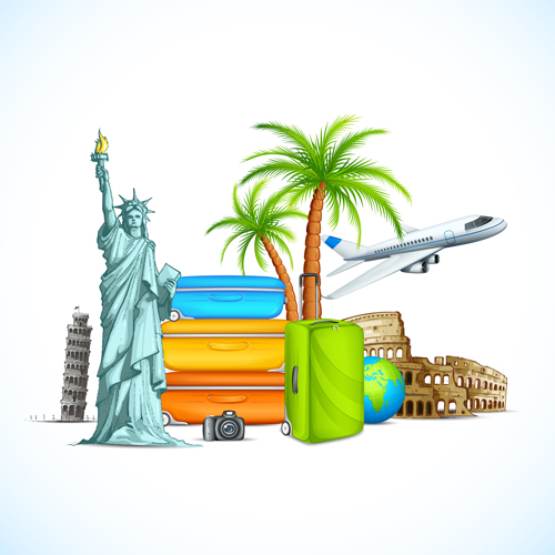 he world creative vector material 02 Travel around the world creative vector material 02