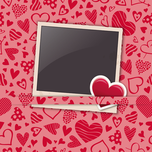Valentine heart photo frame background vector