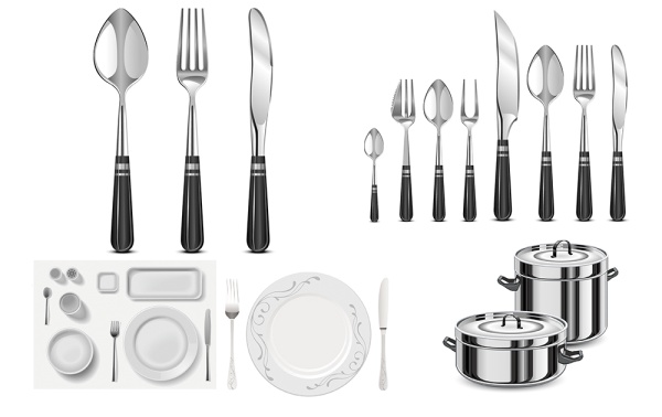 Vector exquisite tableware and kitchenware