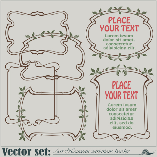 Vector set art frames design elements 01