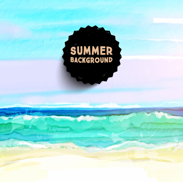 Watercolor drawn summer background vector