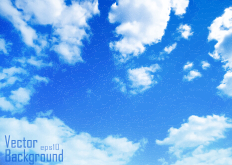 white clouds sky blue background 