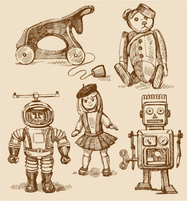free vector vintage Childrens toys 01
