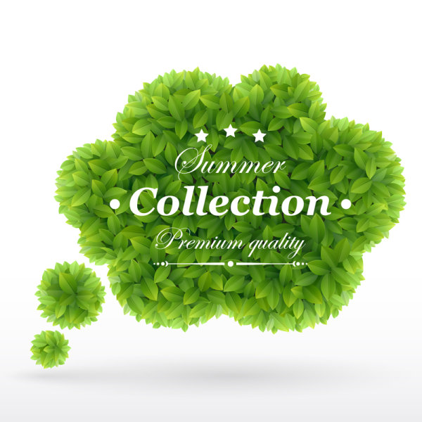 Set of Leaves Speech Bubbles vector 03