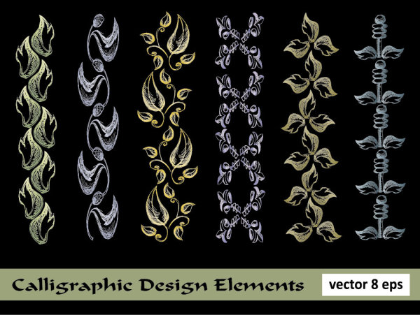 Elements of Floral Borders vector 05