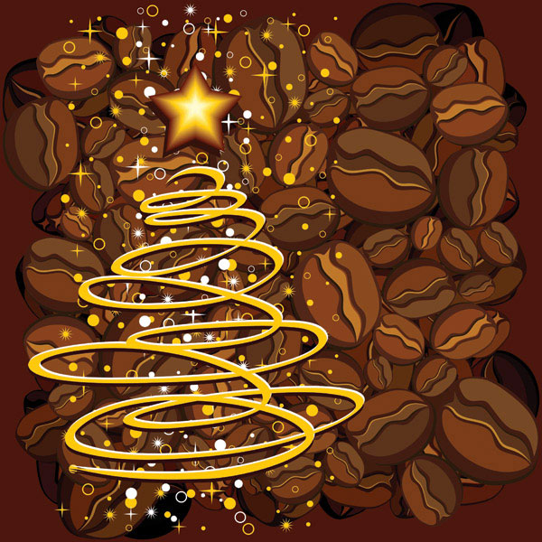 star ring posters Illustration style gorgeous coffee beans  