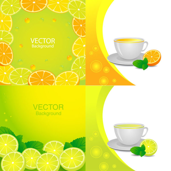 water droplets posters orange juice elements delicious cups background 