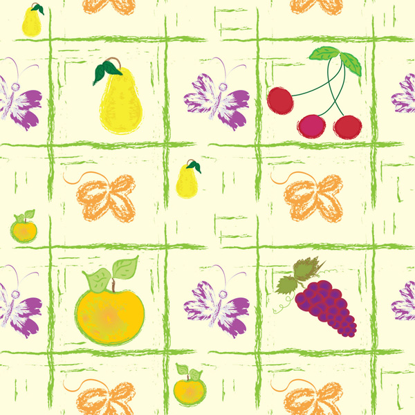 Hand painted fruit background vector