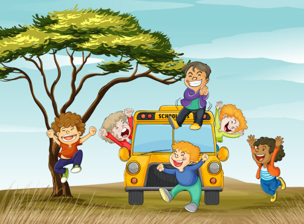 Cute Animals and children cartoon theme vector backgrounds 03