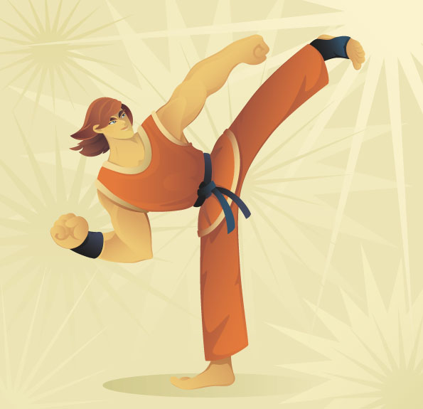 Taekwondo characters cartoon 