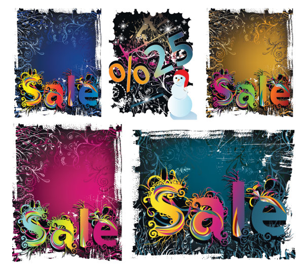 Winter discount sales background vector material