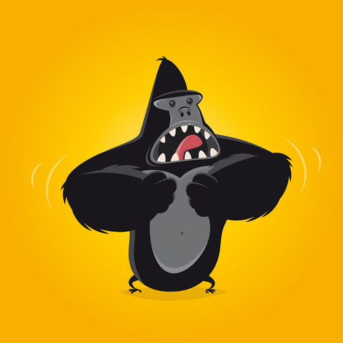 Amusing gorilla cartoon styles vector 02