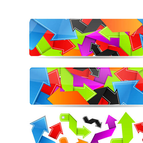 Set of Bright colored banners vector 02