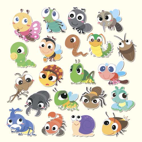 Cartoon Insects cute vectors