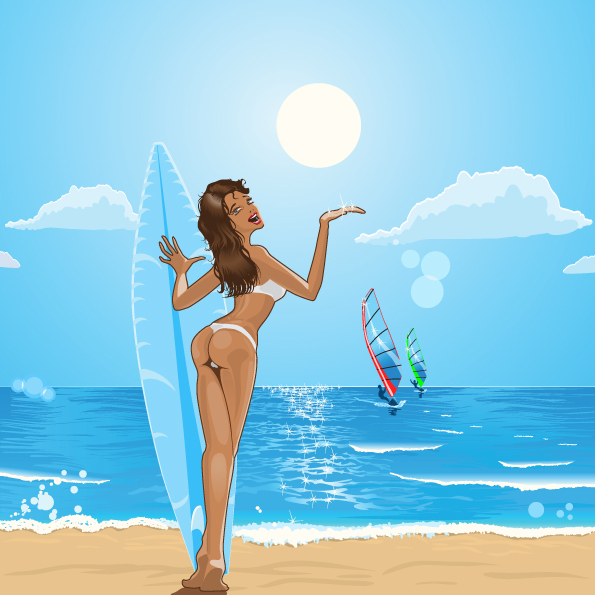 un beach design vector background 01 Charming sun beach design vector background 01